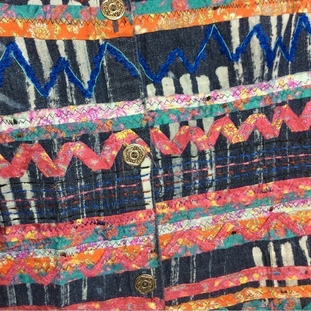 Chicos 2 Embroidered Patchwork Denim Jacket. Larg… - image 5